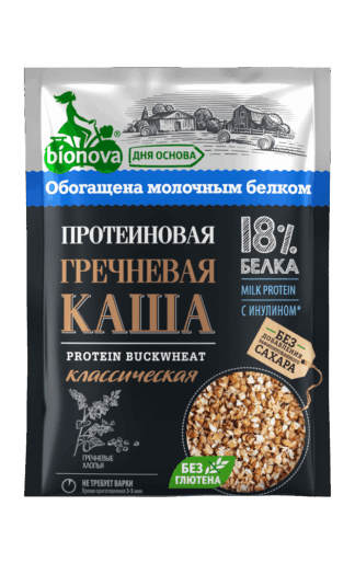 Протеиновая каша быстрого приготовления "BIONOVA" гречневая  классическая, 40 г.