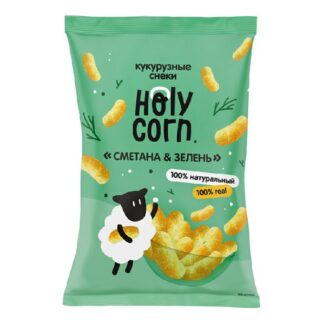 Кукурузные палочки Сметана зелень и чёрный перец, Holy Corn, 50 г