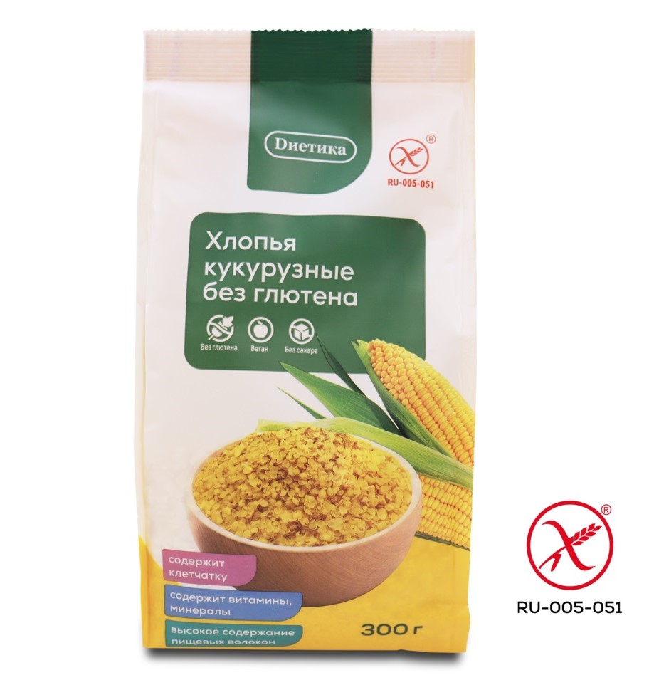Кукурузные хлопья без глютена, Диетика 300 г