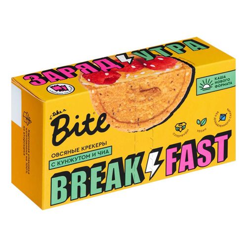 Овсяные крекеры c семенами кунжутом и чиа, Bite, 200 г