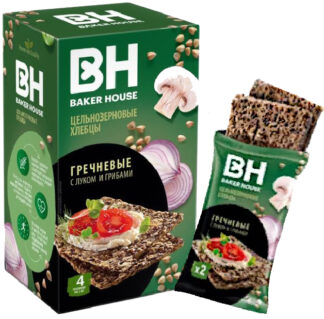 Хлебцы ГРЕЧНЕВЫЕ с луком и грибами, BH, 180 г.