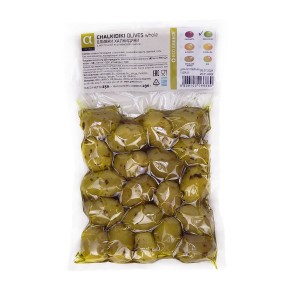 Оливки Халкидики с косточкой, вакуум, Греция, 250 г